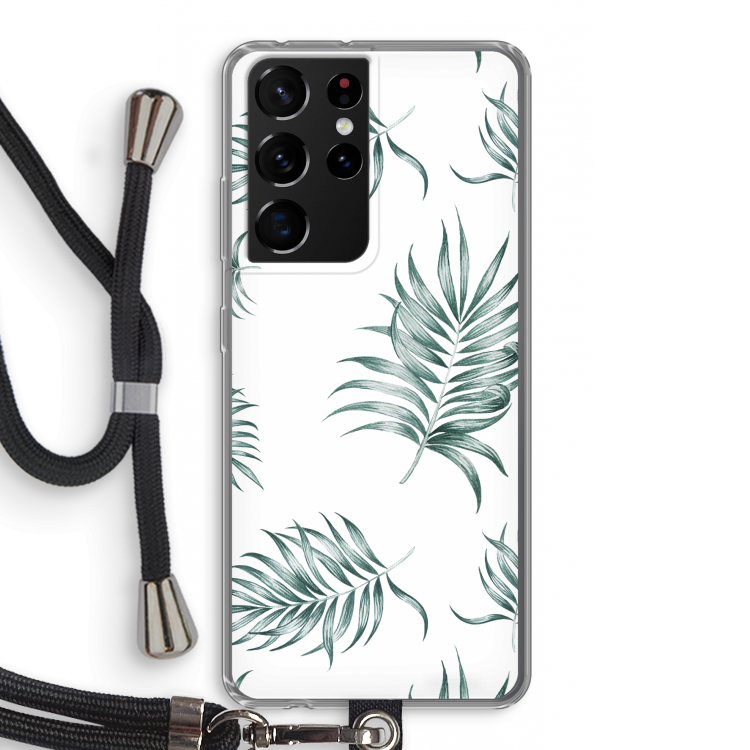 Simple leaves: Samsung Galaxy S21 Ultra Transparant Hoesje met koord