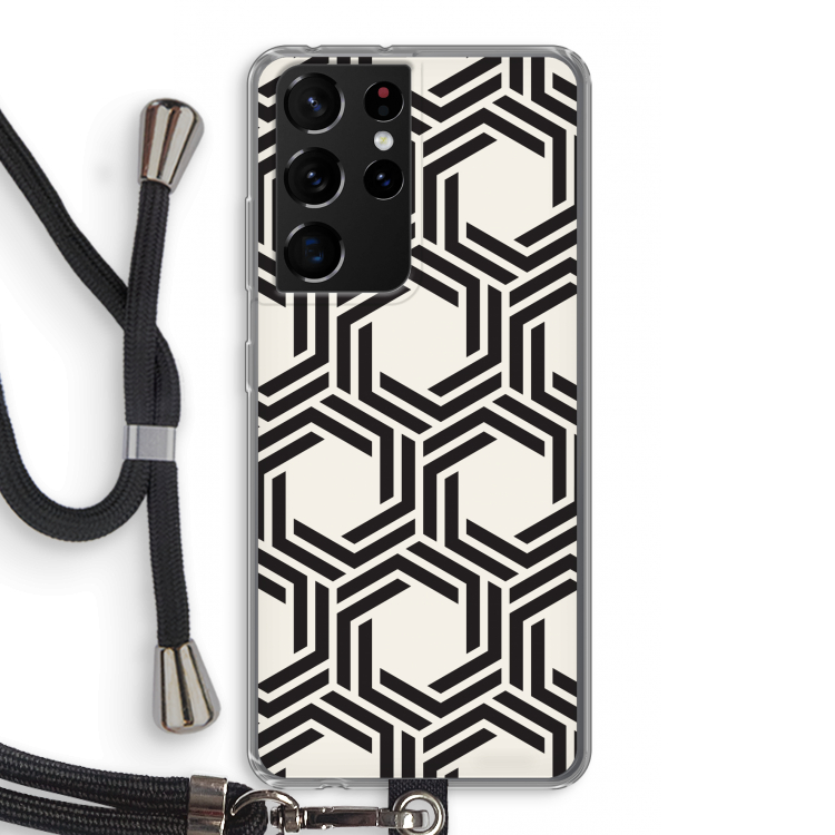 Geometrisch patroon: Samsung Galaxy S21 Ultra Transparant Hoesje met koord