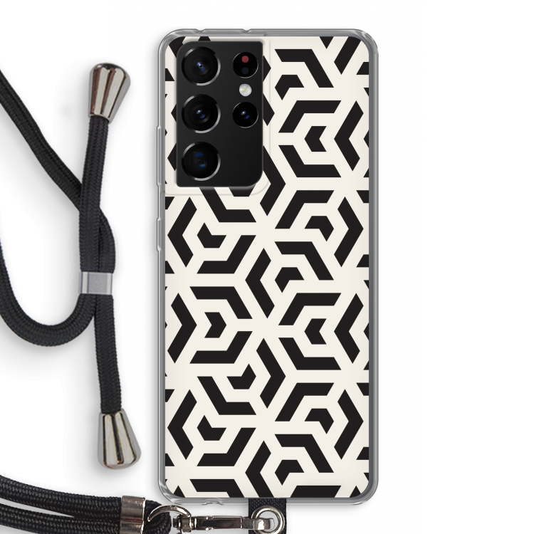 Crazy pattern: Samsung Galaxy S21 Ultra Transparant Hoesje met koord