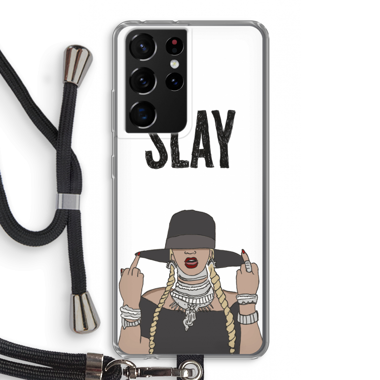 Slay All Day: Samsung Galaxy S21 Ultra Transparant Hoesje met koord