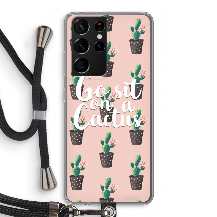 Cactus quote: Samsung Galaxy S21 Ultra Transparant Hoesje met koord