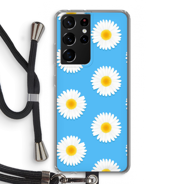 Margrietjes: Samsung Galaxy S21 Ultra Transparant Hoesje met koord