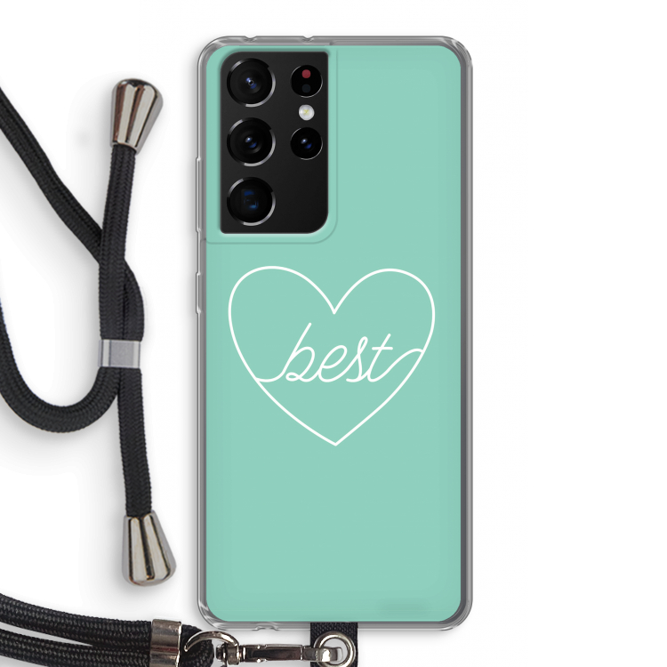 Best heart pastel: Samsung Galaxy S21 Ultra Transparant Hoesje met koord