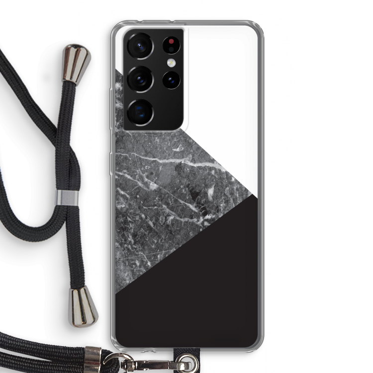 Combinatie marmer: Samsung Galaxy S21 Ultra Transparant Hoesje met koord