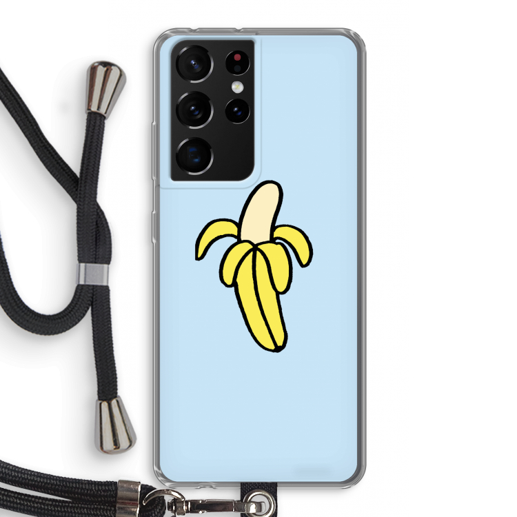 Banana: Samsung Galaxy S21 Ultra Transparant Hoesje met koord