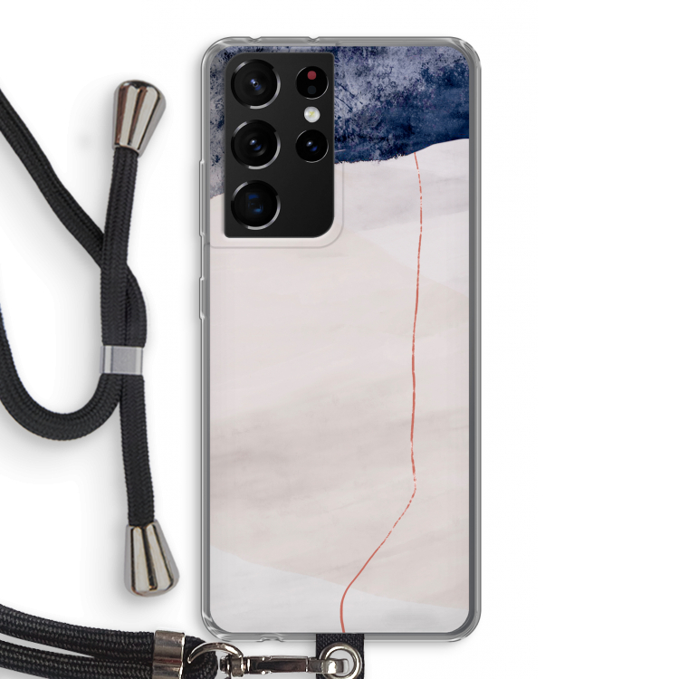 Stone White: Samsung Galaxy S21 Ultra Transparant Hoesje met koord