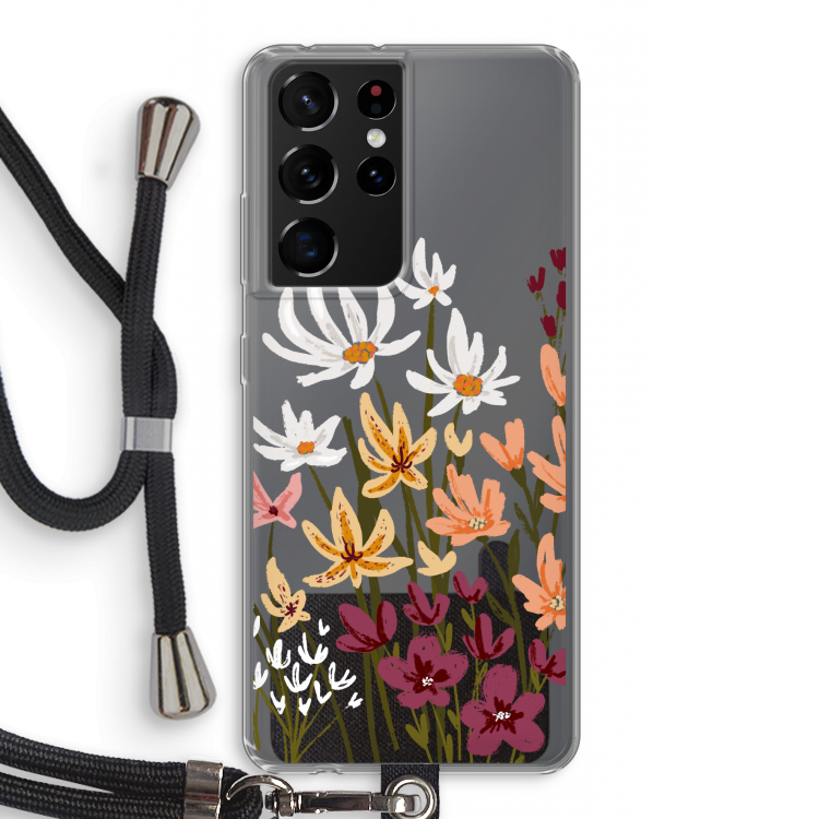 Painted wildflowers: Samsung Galaxy S21 Ultra Transparant Hoesje met koord