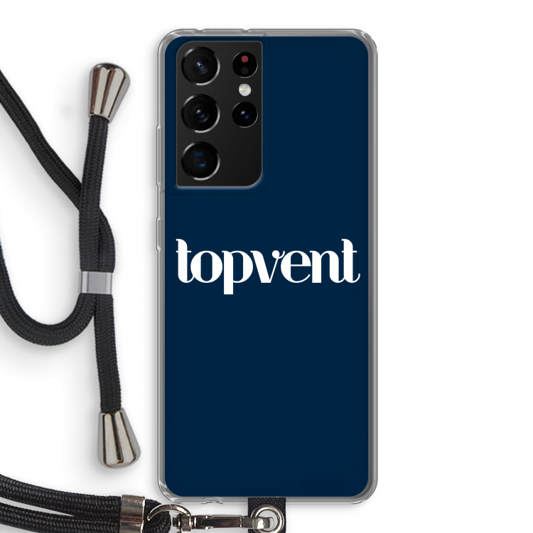 Topvent Navy: Samsung Galaxy S21 Ultra Transparant Hoesje met koord