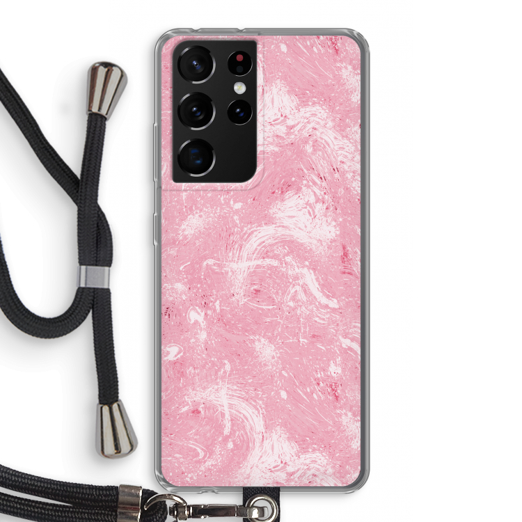 Abstract Painting Pink: Samsung Galaxy S21 Ultra Transparant Hoesje met koord