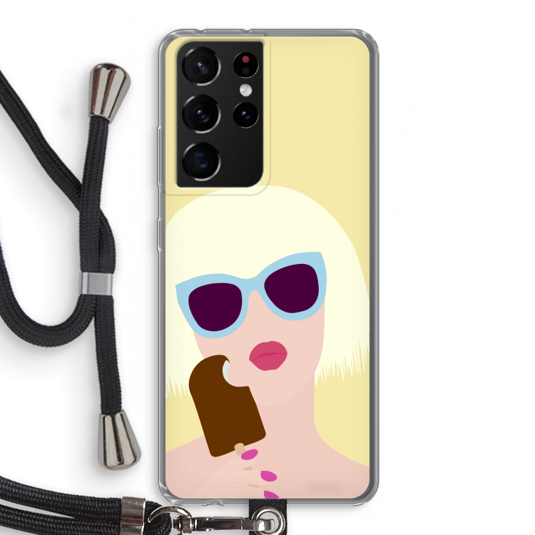 Ice cream: Samsung Galaxy S21 Ultra Transparant Hoesje met koord