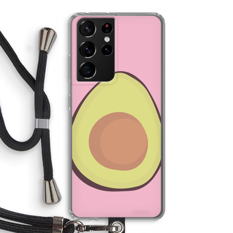 Avocado: Samsung Galaxy S21 Ultra Transparant Hoesje met koord