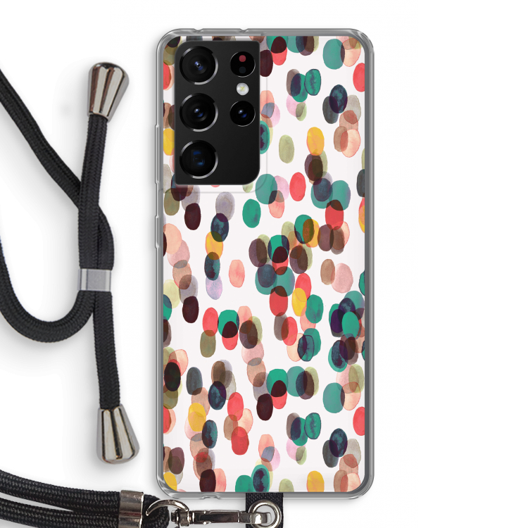 Tropical Dots: Samsung Galaxy S21 Ultra Transparant Hoesje met koord