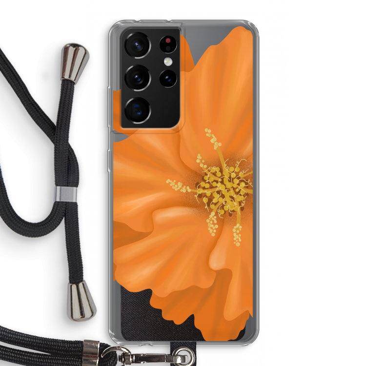 Orange Ellila flower: Samsung Galaxy S21 Ultra Transparant Hoesje met koord