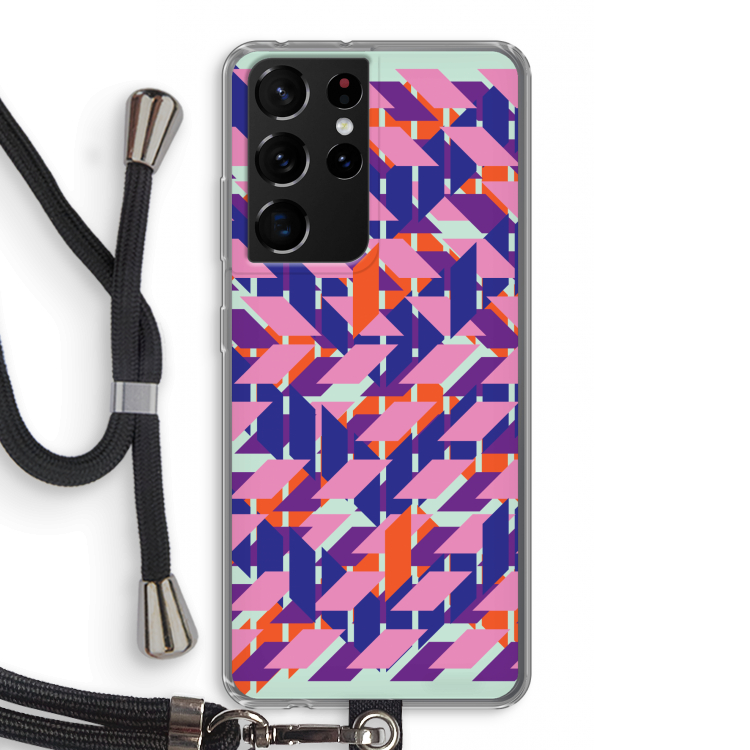 Skew Blush 3: Samsung Galaxy S21 Ultra Transparant Hoesje met koord
