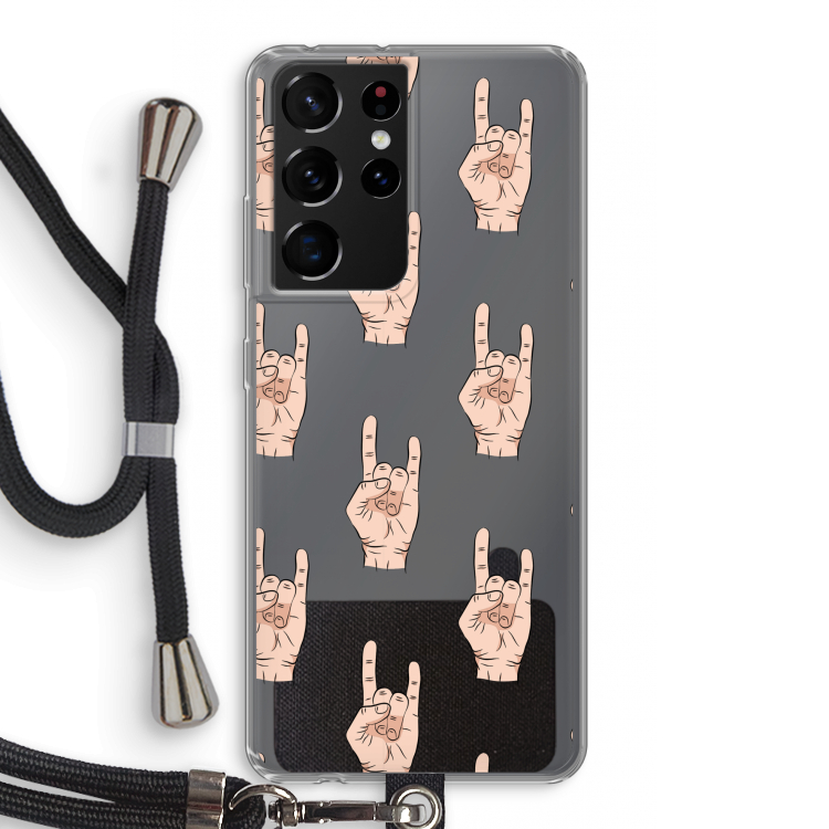 Rock: Samsung Galaxy S21 Ultra Transparant Hoesje met koord