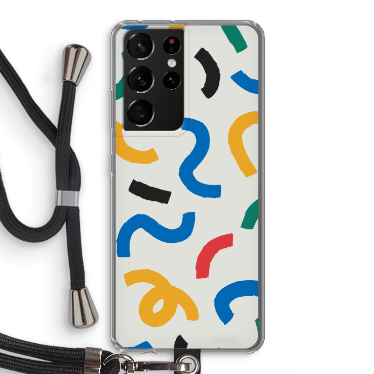 Illustratieve pop 2: Samsung Galaxy S21 Ultra Transparant Hoesje met koord