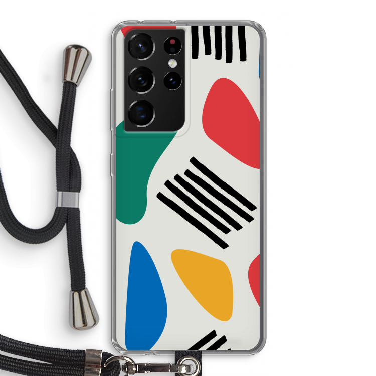 Illustratieve pop 1: Samsung Galaxy S21 Ultra Transparant Hoesje met koord