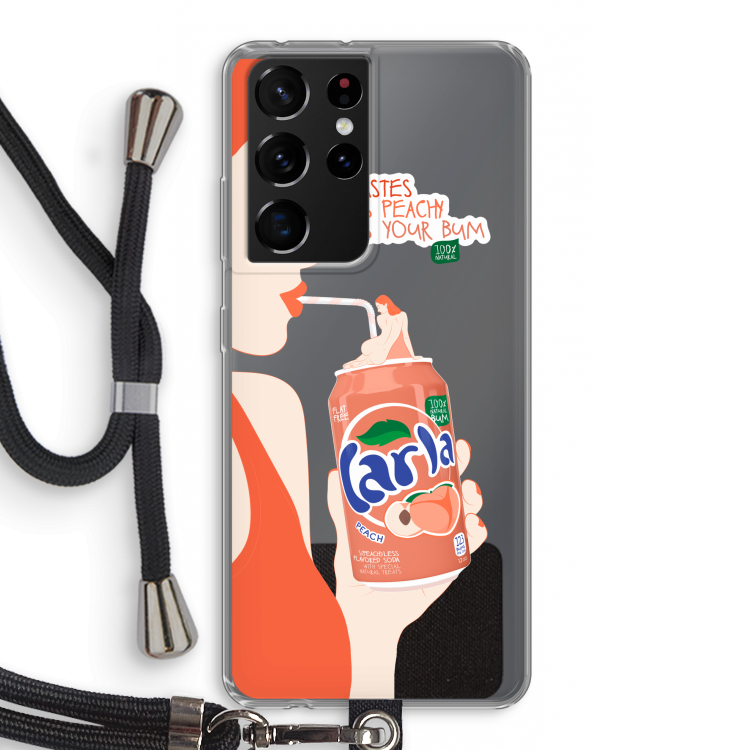 Peach please!: Samsung Galaxy S21 Ultra Transparant Hoesje met koord