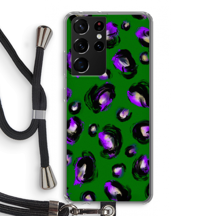 Green Cheetah: Samsung Galaxy S21 Ultra Transparant Hoesje met koord