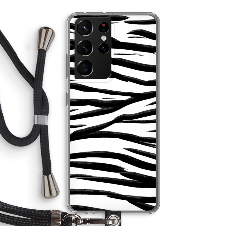 Zebra pattern: Samsung Galaxy S21 Ultra Transparant Hoesje met koord