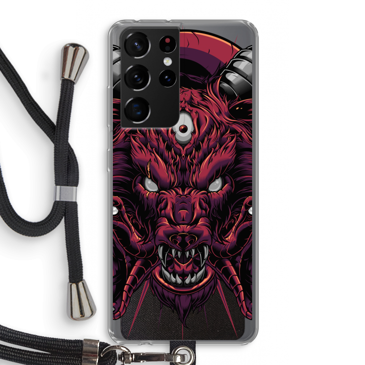 Hell Hound and Serpents: Samsung Galaxy S21 Ultra Transparant Hoesje met koord