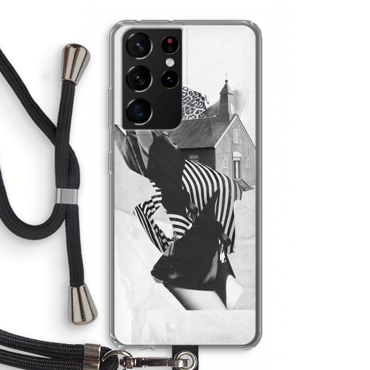 House: Samsung Galaxy S21 Ultra Transparant Hoesje met koord