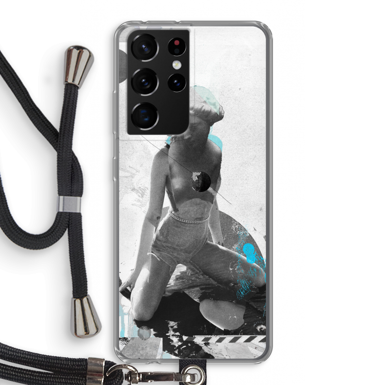 I will not feel a thing: Samsung Galaxy S21 Ultra Transparant Hoesje met koord
