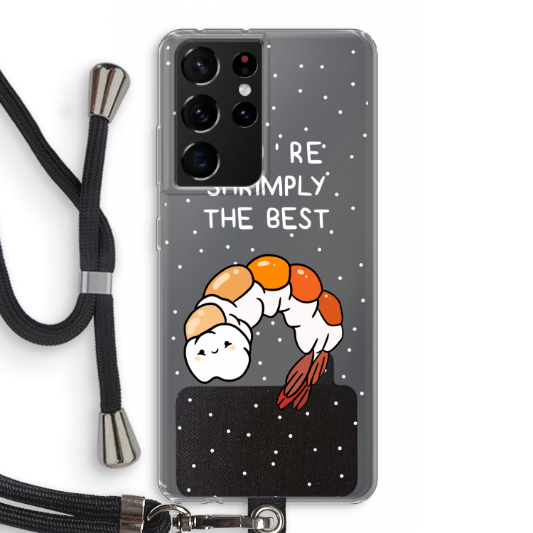 You're Shrimply The Best: Samsung Galaxy S21 Ultra Transparant Hoesje met koord