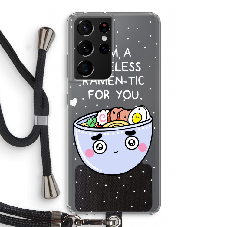 I'm A Hopeless Ramen-Tic For You: Samsung Galaxy S21 Ultra Transparant Hoesje met koord