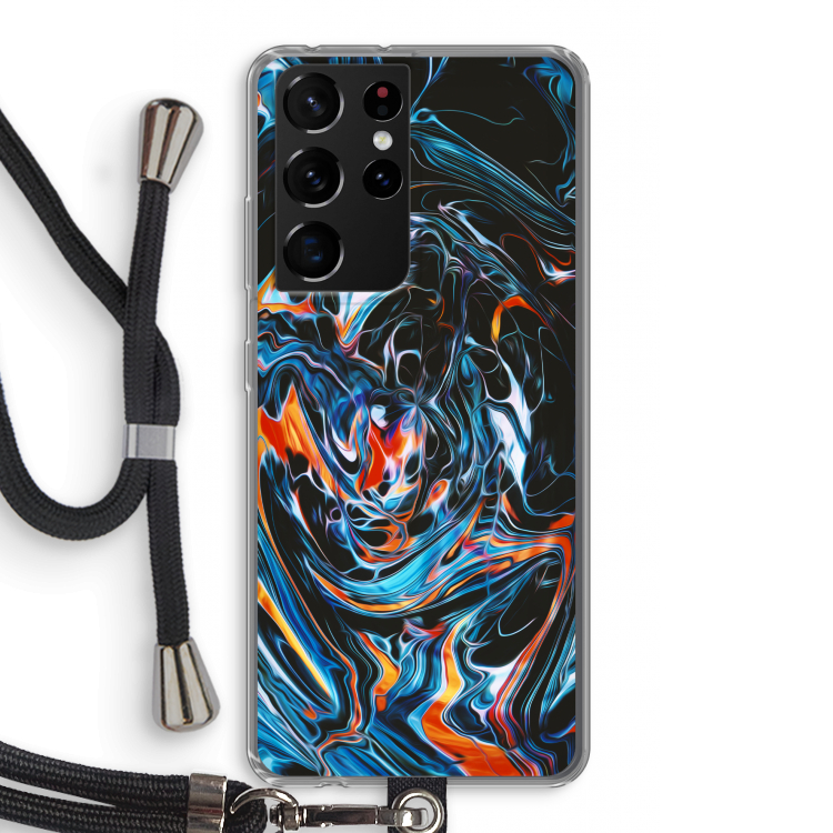 Black Unicorn: Samsung Galaxy S21 Ultra Transparant Hoesje met koord