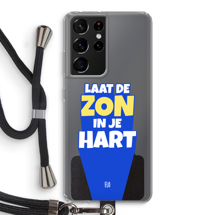 Laat de zon in je hart: Samsung Galaxy S21 Ultra Transparant Hoesje met koord