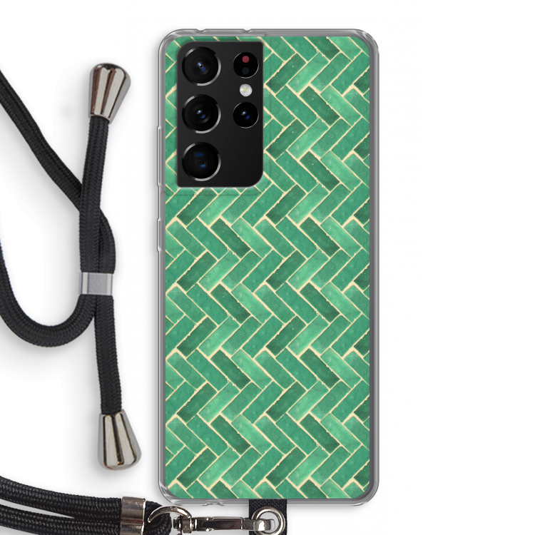 Moroccan tiles 2: Samsung Galaxy S21 Ultra Transparant Hoesje met koord