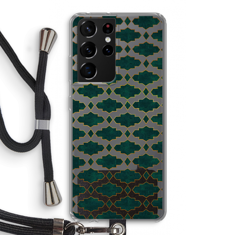 Moroccan tiles: Samsung Galaxy S21 Ultra Transparant Hoesje met koord