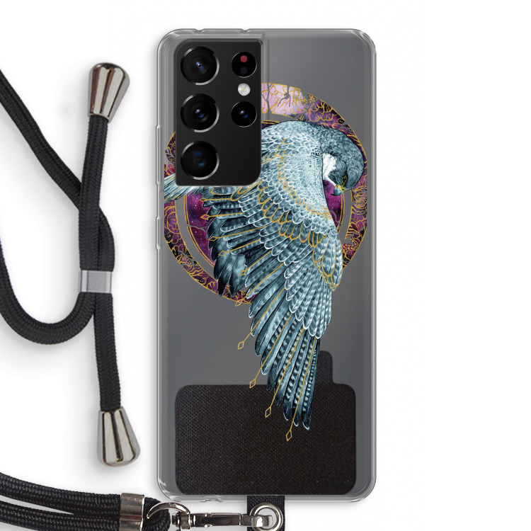 Golden Falcon: Samsung Galaxy S21 Ultra Transparant Hoesje met koord
