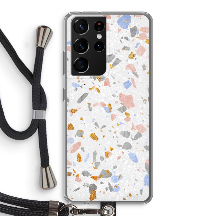 Terrazzo N°8: Samsung Galaxy S21 Ultra Transparant Hoesje met koord