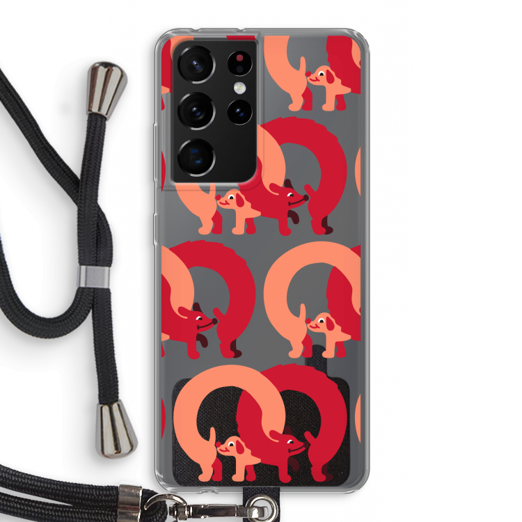 Dogs: Samsung Galaxy S21 Ultra Transparant Hoesje met koord