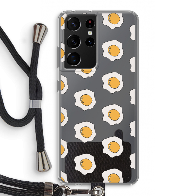 Bacon to my eggs #1: Samsung Galaxy S21 Ultra Transparant Hoesje met koord