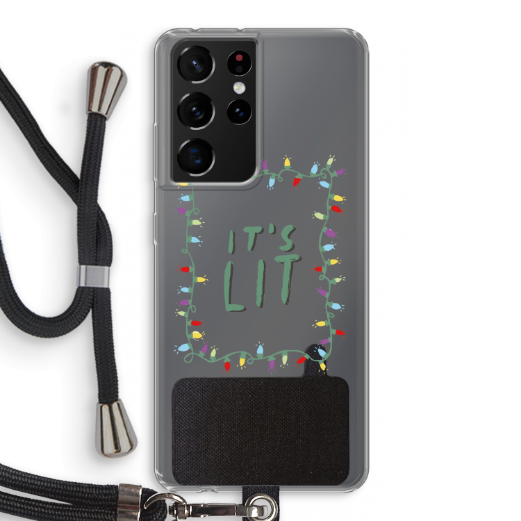 It's Lit: Samsung Galaxy S21 Ultra Transparant Hoesje met koord