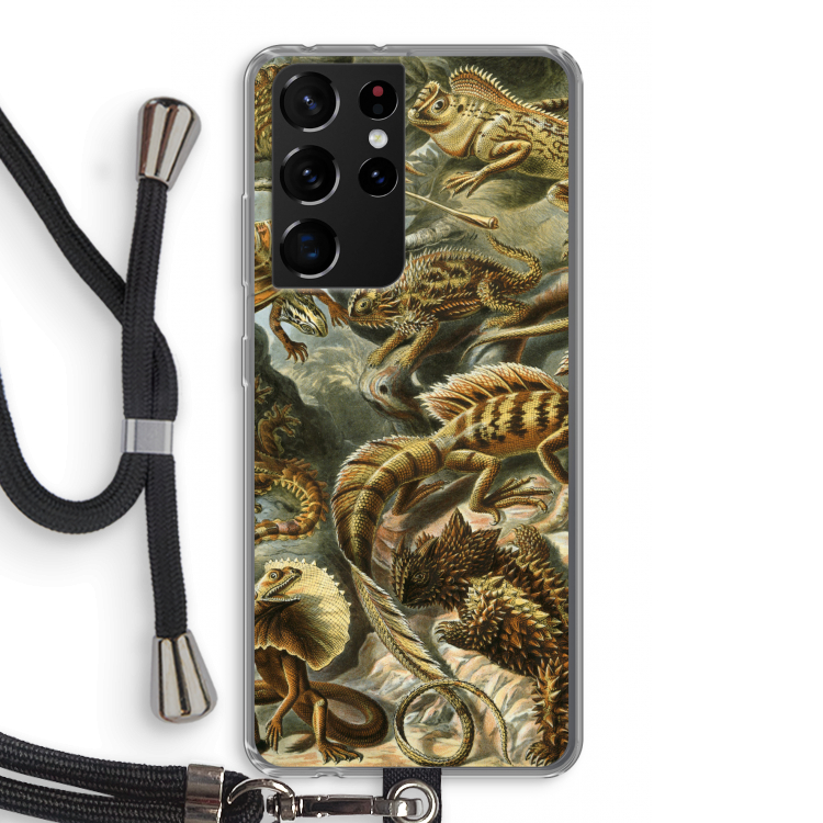 Haeckel Lacertilia: Samsung Galaxy S21 Ultra Transparant Hoesje met koord