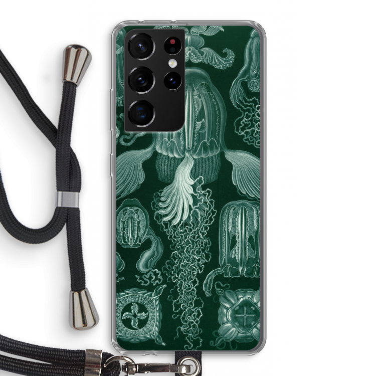 Haeckel Cubomedusae: Samsung Galaxy S21 Ultra Transparant Hoesje met koord