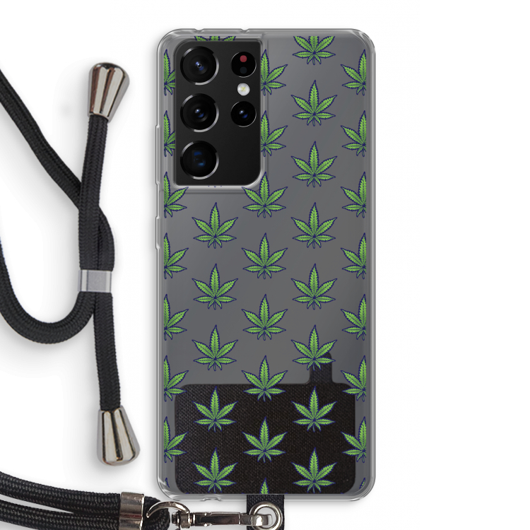 Weed: Samsung Galaxy S21 Ultra Transparant Hoesje met koord
