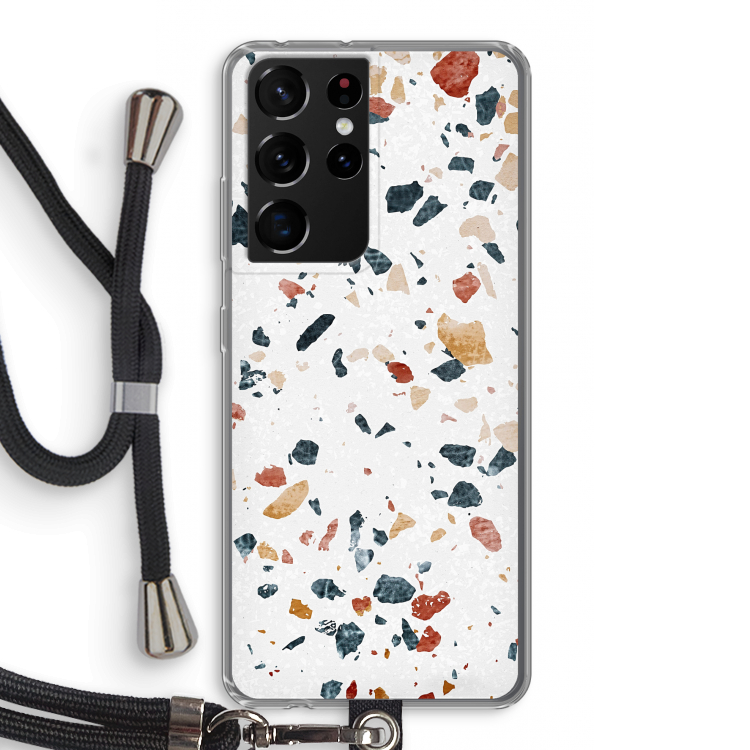 Terrazzo N°4: Samsung Galaxy S21 Ultra Transparant Hoesje met koord