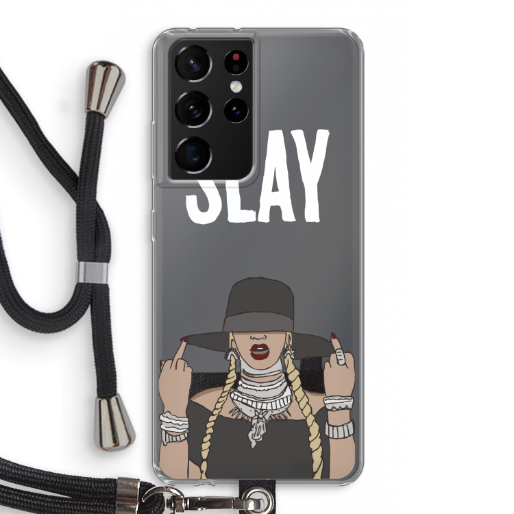 Slay All Day: Samsung Galaxy S21 Ultra Transparant Hoesje met koord