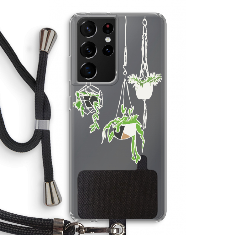 Hang In There: Samsung Galaxy S21 Ultra Transparant Hoesje met koord