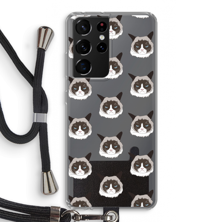 It's a Purrr Case: Samsung Galaxy S21 Ultra Transparant Hoesje met koord
