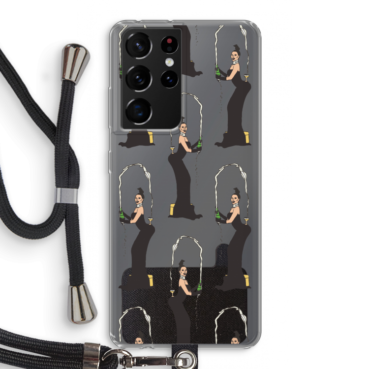 Pop Some Kim: Samsung Galaxy S21 Ultra Transparant Hoesje met koord