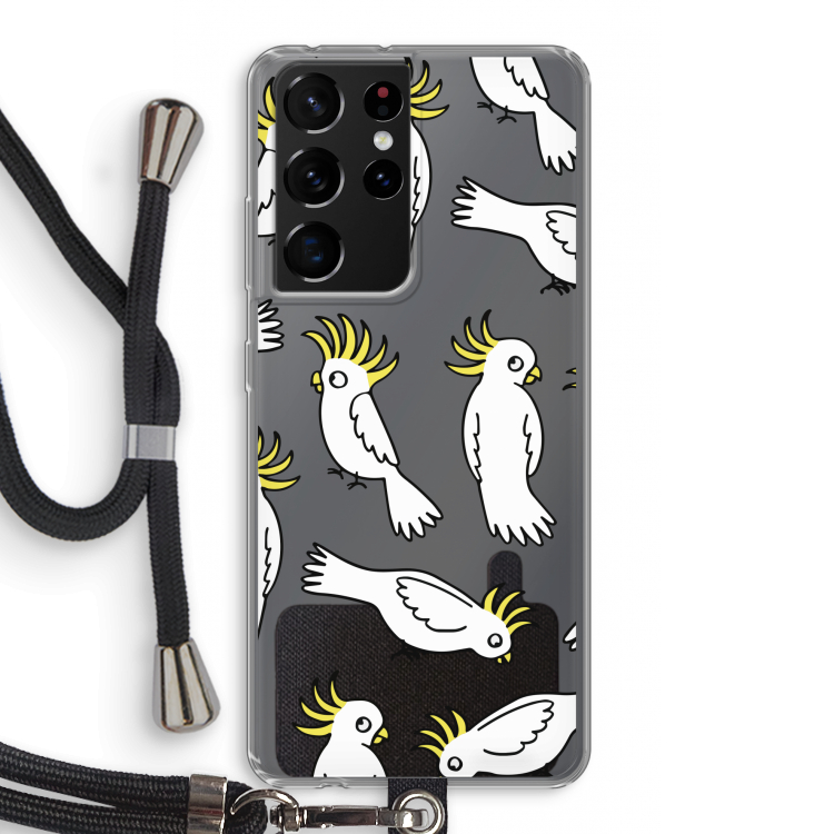 Papegaai: Samsung Galaxy S21 Ultra Transparant Hoesje met koord