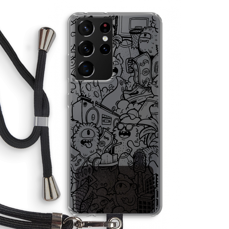 Vexx Black City : Samsung Galaxy S21 Ultra Transparant Hoesje met koord