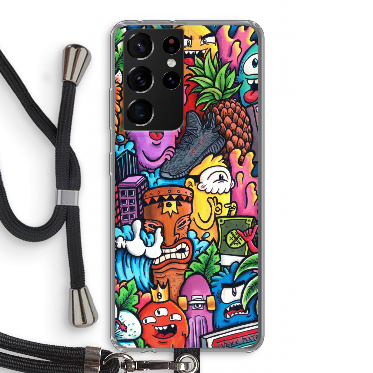 Vexx Mixtape: Samsung Galaxy S21 Ultra Transparant Hoesje met koord