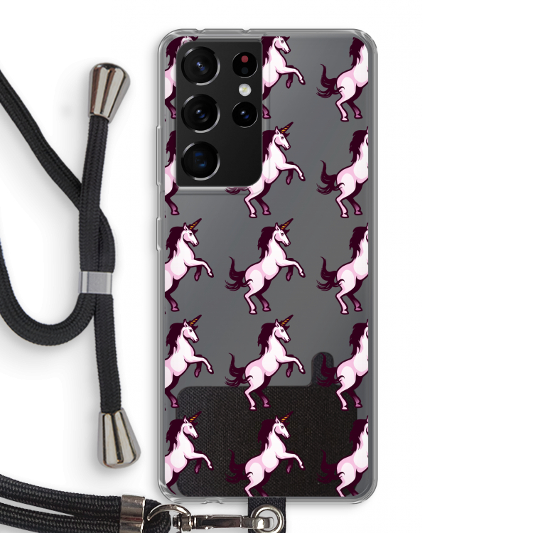 Musketon Unicorn: Samsung Galaxy S21 Ultra Transparant Hoesje met koord